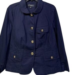 NEW! TALBOTS Navy Gold Button Blazer Coat 14W Petite.